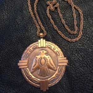 Southwest Native American Vintage LARGE solid copper necklace(Pend, & Chain)